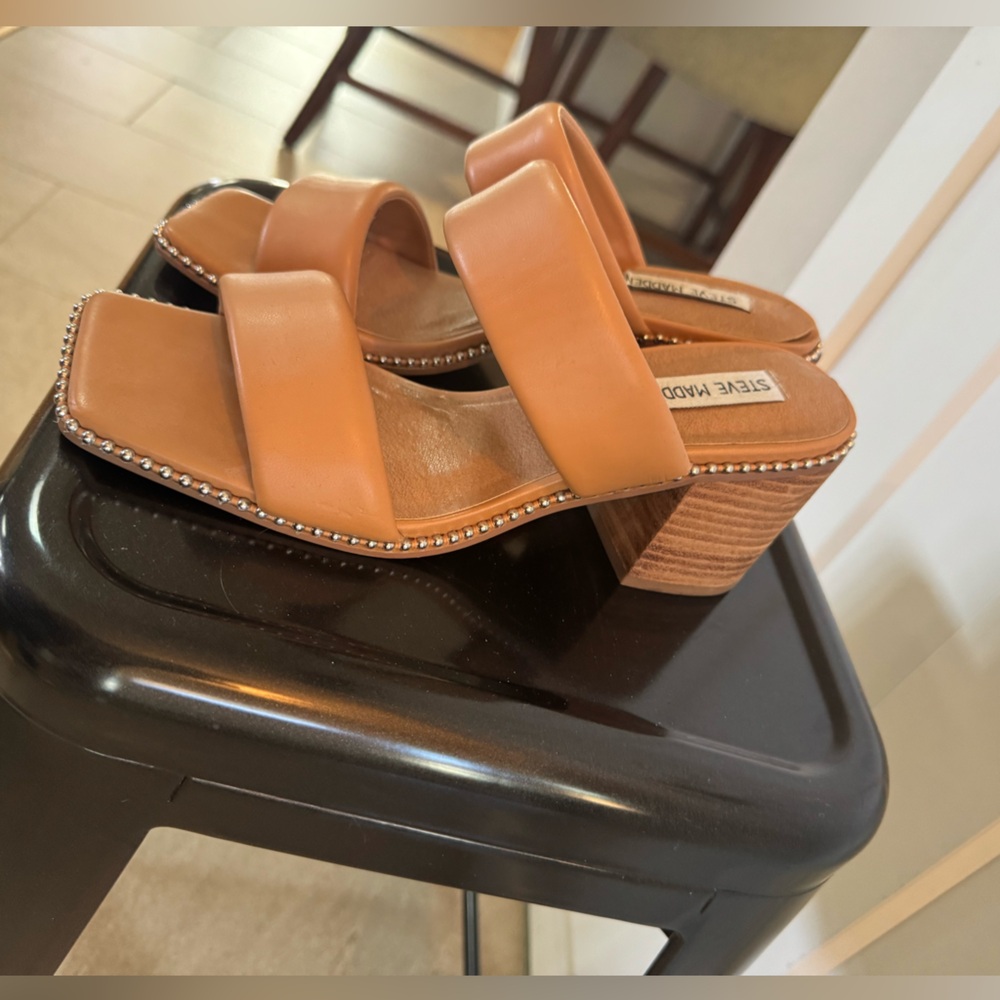 Steve Madden Brown Mules with Studded Detail